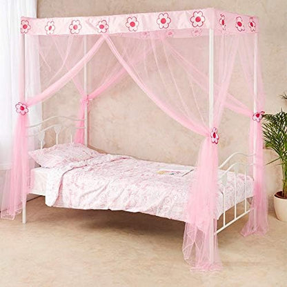 Wremedies For Easier Living Pink Princess Bed Canopy For Girls Mosquito Netting Bed Easy Installation Flower Bedroom Accessory Hanging Curtain Birthday Gift Single Bed Tent Pink + White