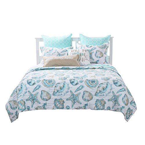  Barefoot Bungalow - GL-1709GMSK Cruz Coastal Quilt Set, 3-Piece King/Cal King, White