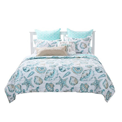  Barefoot Bungalow - GL-1709GMSK Cruz Coastal Quilt Set, 3-Piece King/Cal King, White