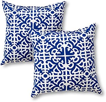  Greendale Home Fashions Outdoor 17-inch Square Throw Pillow, Set Of 2, Coral Stripe 2 Count