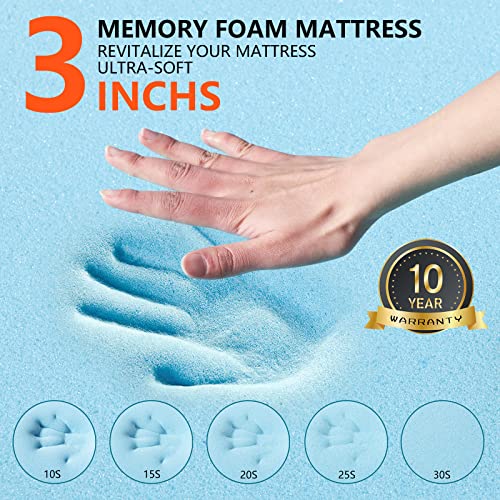  3 Inch Gel Memory Foam Mattress Topper California King Size, High Density Cooling Pad Pressure Relief Bed Topper For Back Pain, With Removable Breathable Soft Bamboo Cover, CertiPUR-US Certified