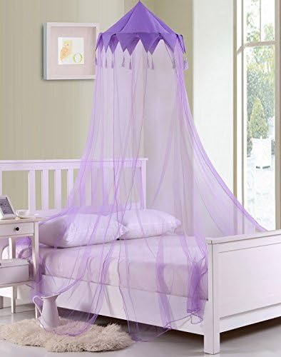  Harlequin Kids Collapsible Round Hoop Sheer Mosquito Netting Girls Bed Canopy, One Size, Pink