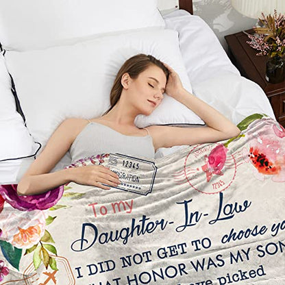  To My Daughter In Law Gift Ideas From Moms Flannel Fleece Blanket Super Soft Throw Warm Blankets Future Daughter-in-Law Birthdays Anniversary Wedding Gifts Presents Idea For Bed Sofa Adults 60"X50"