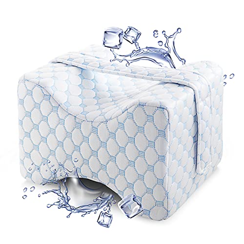  Nestl Knee Pillow For Side Sleepers - Knee Pillows For Sleeping - Comfy Pillow Between Legs For Sleeping - Under Leg Knee Cushion With Cooling Cover - Knee Surgery Pillow With Adjustable Strap