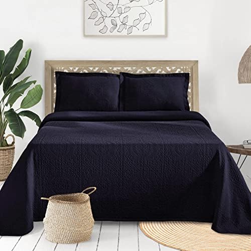Superior Jacquard Matelasse Fleur De Lis 100% Cotton Medallion 3-Piece Bedspread Set - King, Ivory