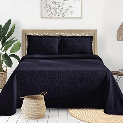 Superior Jacquard Matelasse Fleur De Lis 100% Cotton Medallion 3-Piece Bedspread Set - King, Ivory