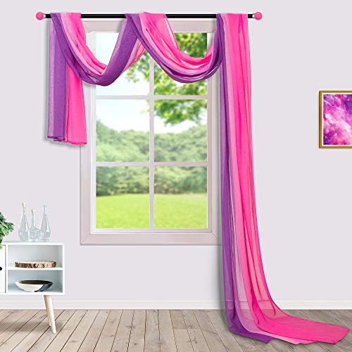  KOUFALL Christmas Sheer Curtains 144 Inches Long For Living Room Ombre Window Scarf Valances Red And Green Decor