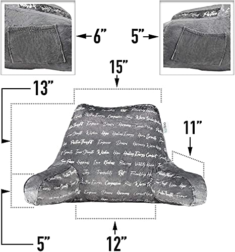  Gratitude Reading Study Husband Pillow Bed Wedge With Arms And Pockets Bolster Back Support Lumbar - Certified USA Made Memory Foam