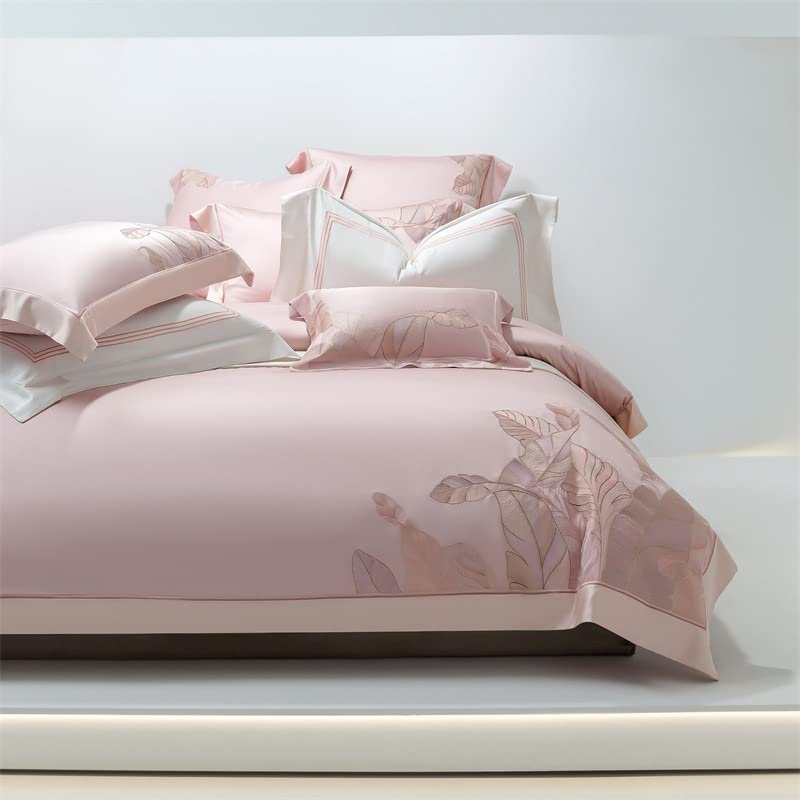 LEIGE Embroidered Four-Piece Set Wide Brimmed Embroidered Quilt Cover Sheet Style Home Textile Bedding Kit (Color : D, Size : 220 * 240cm)