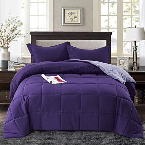  HIG 3pc Down Alternative Comforter Set - All Season Reversible Comforter With Two Shams - Quilted Duvet Insert With Corner Tabs - Box Stitched - Super Soft, Fluffy (Full/Queen, Pink)