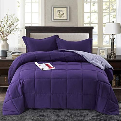  HIG 3pc Green Down Alternative Comforter Set Queen Size - All Season Reversible Comforter With Two Shams - Quilted Duvet Insert With Corner Tabs - Box Stitched - Breathable, Soft, Fluffy
