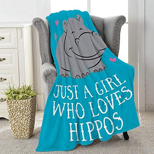  St A Girl Who Loves Hippos Soft Comfy Flannel Blanket Fluffy Queen Plush Throw Twin Cozy Outdoor Picnic Living Room Travel Couch Medium (60 In X 50 In)