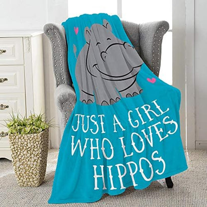  St A Girl Who Loves Hippos Soft Comfy Flannel Blanket Fluffy Queen Plush Throw Twin Cozy Outdoor Picnic Living Room Travel Couch Medium (60 In X 50 In)
