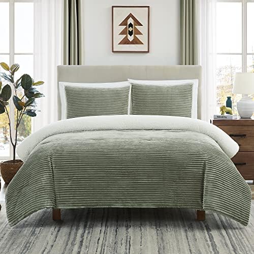  Geniospin Queen Comforter Set, Ultra-Soft Microplush Sherpa Comforter With 2 Pillow Sham, Reversible 3-Piece Bed Set For Queen Bed, Plush Warm Bedding Comforter Sets (Dusty Pink, 90'' X 90'')