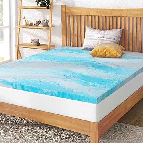  IULULU Twin 3 Inch Gel Memory Foam Mattress Topper Size, CertiPUR-US Certified, Blue