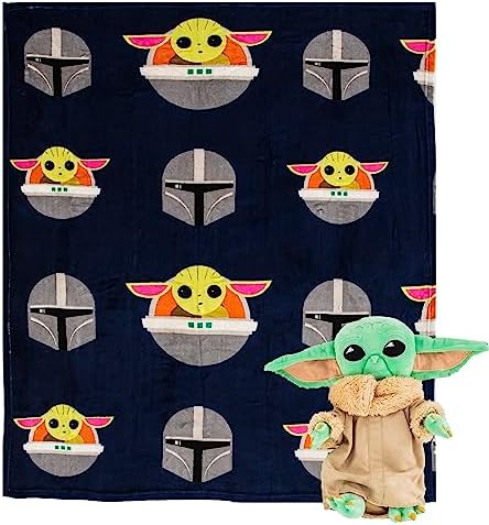  Northwest Star Wars: The Mandalorian Dark Hover Character Hugger Pillow & Silk Touch Throw Blanket Set, 40" X 50"