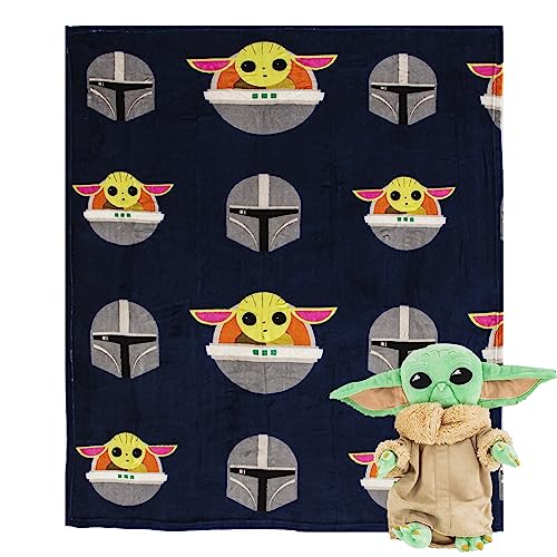  Northwest Star Wars: The Mandalorian Dark Hover Character Hugger Pillow & Silk Touch Throw Blanket Set, 40" X 50"