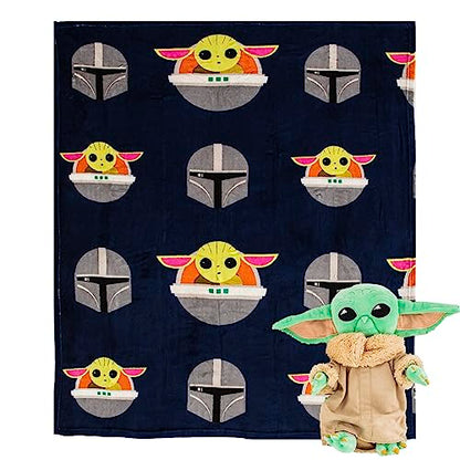  Northwest Star Wars: The Mandalorian Dark Hover Character Hugger Pillow & Silk Touch Throw Blanket Set, 40" X 50"