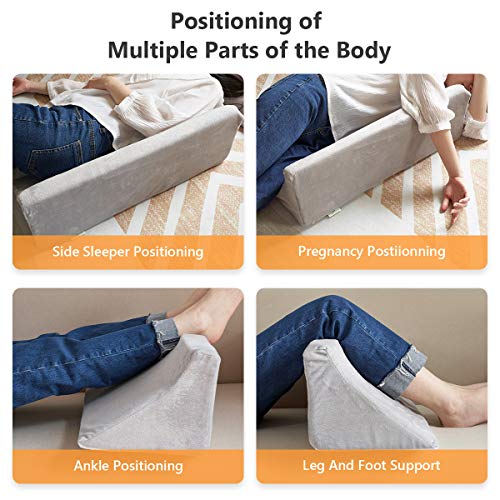  OasisSpace Bed Wedge Pillow For Sleeping, Back Positioning Elevation Pillow With Removal Cover, Bedroom Elevated Body Alignment Ankle Support Pillow Leg Bolster For Side Sleeper, Back Pain, Bed Sores