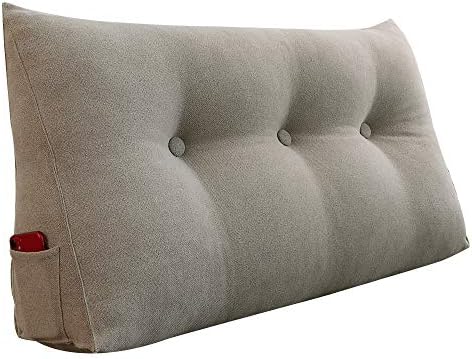  WOWMAX Wedge Body Positioners Pillow Triangular Reading Bedrest Throw Pillows Bolster Headboard Back Support Lumbar Cushion Pillow For Daybed With Removable Cover Linen Cotton Blend Dusty Taupe Twin