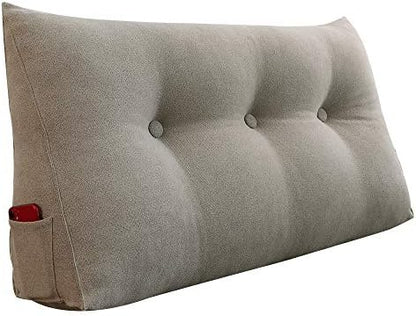  WOWMAX Wedge Body Positioners Pillow Triangular Reading Bedrest Throw Pillows Bolster Headboard Back Support Lumbar Cushion Pillow For Daybed With Removable Cover Linen Cotton Blend Dusty Taupe Twin