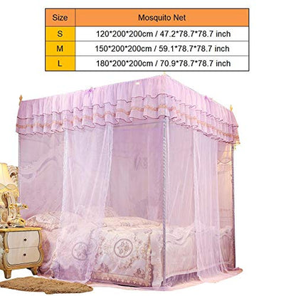  Mumusuki Bedding Net Bed Canopy Lace Luxury 4 Corner Luxury Princess Post Bed Curtain Canopy Netting(S)