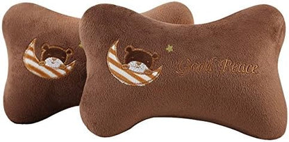  Seemehappy Cute Cartoon Animals Bone Shape Car Headrest Pillows Neck Pillow Cushions 2pcs (003)
