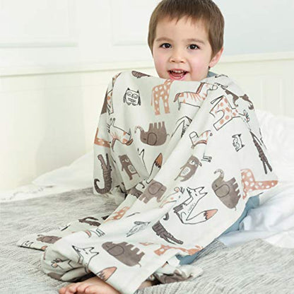  Baby Blanket Soft Minky With Double Layer Dotted Backing, Lovely Animals Printed 30 X 40 Inch Receiving Blanket