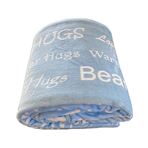  “Hugs” Plush Throw Blanket- Inspired Gift Ideas For The Entire Family, Comfort Gifts, Blue