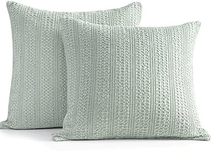  Cocoploceus 26x26 Pillow Covers Boho Euro Shams Set Of 2 Decorative Throw Pillow Covers Cotton Large Square Pillowcase For Couch Bed, Sage Green