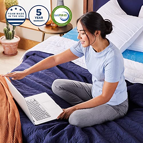  Sleep Innovations 3 Inch Cooling Gel Infused Memory Foam Mattress Topper, Queen Size, Cool Comfort, Medium Support