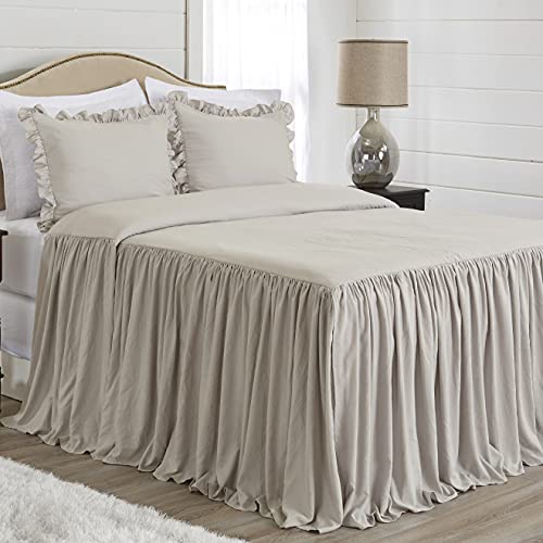  Sweet JoJo Designs Taupe Boho Shabby Chic Bohemian Elegant Bedspread Cover And Sham 3 Pc Full Queen Size Bed Bedding Set Bedroom Coverlet Extra Long Skirt Neutral Country Vintage Victorian Farmhouse