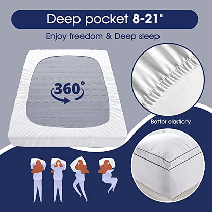  Extra Thick Mattress Topper Queen For Back Pain, Cooling & Breathable Mattress Pad Cover, Plush Soft Pillowtop With 8-21" Elastic Deep Pocket, All Season Bedding-White