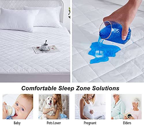  Comfort Mattress Protector 100% Waterproof, Ultra Soft Noiseless Mattress Pad, Breathable Cooling Cover With 8-18" Deep Pocket Mattress Topper (Queen)