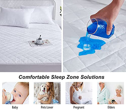 Comfort Mattress Protector 100% Waterproof, Ultra Soft Noiseless Mattress Pad, Breathable Cooling Cover With 8-18" Deep Pocket Mattress Topper (Queen)