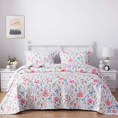  Quilt Set Twin Size, Lightweight Microfiber Soft Coverlet Reversible Quilted Pattern Summer Quilt Bedspreads Comforter Set For All Season, 2 Piece Includes 1 Quilt + 1 Sham