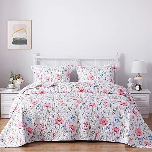  Quilt Set Twin Size, Lightweight Microfiber Soft Coverlet Reversible Quilted Pattern Summer Quilt Bedspreads Comforter Set For All Season, 2 Piece Includes 1 Quilt + 1 Sham
