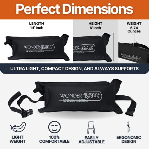  Wonder-Roll Self Inflating Travel Lumbar Pillow | Self Inflating Pillow Helps To Relax The Back. Use As An Inflatable Back Pillow, Inflatable Lumbar Pillow, And Inflatable Back Support