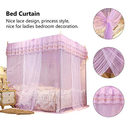 Mumusuki Bedding Net Bed Canopy Lace Luxury 4 Corner Luxury Princess Post Bed Curtain Canopy Netting(S)