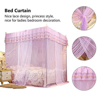  Mumusuki Bedding Net Bed Canopy Lace Luxury 4 Corner Luxury Princess Post Bed Curtain Canopy Netting(S)