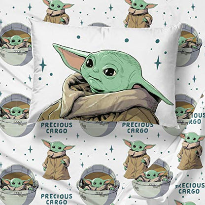  Jay Franco Star Wars The Mandalorian Curious Child Twin Sheet Set - 3 Piece Set Super Soft And Cozy Kid’s Bedding Features The Child Baby Yoda - Fade Resistant Microfiber Sheets