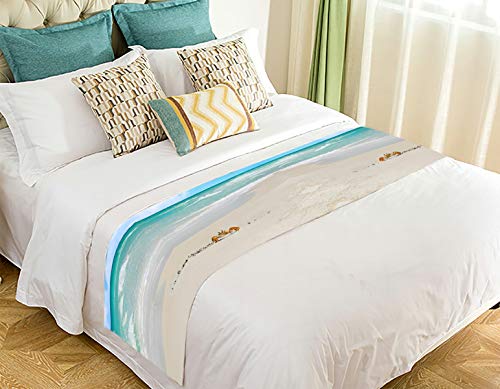  ECZJNT Crab Crawling On Beach With Pretty Ocean In Distance Bed Runner Bed Scarf Bed Decor 20x95 Inch