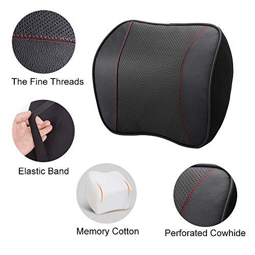  Awave Bloom Car Headrest,Car Seat Neck Rest Pillow,Comfort Headrest Cushion For Chair,100% Memory Foam Cervical Support,Leather Headrest For Driving,Relieve Neck Pain,Neck Supports For Car(Black)