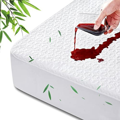  Waterproof King Size Mattress Protector - Breathable King Mattress Pad Cover - Premium Bamboo 3D Air Fabric, Ultra Soft Cooling Mattress Cover Fitted 8"-21" Deep Pocket (Noiseless & Vinyl-Free)