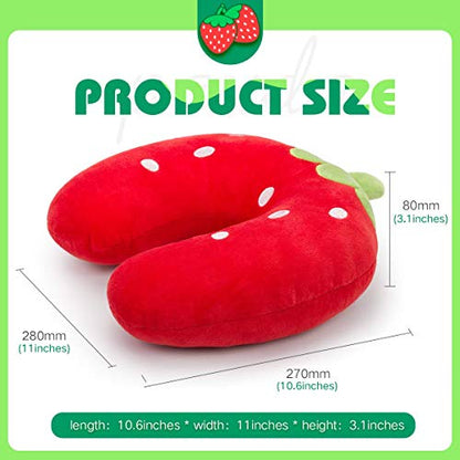  GLCS GLAUCUS Kids Travel Pillow For Airplane Car Seat Cute Animal Neck Pillow Comortable U Shaped Head Chin Support Pillow Travel Essentials For Toddlers Adults Road Trip Strawberry