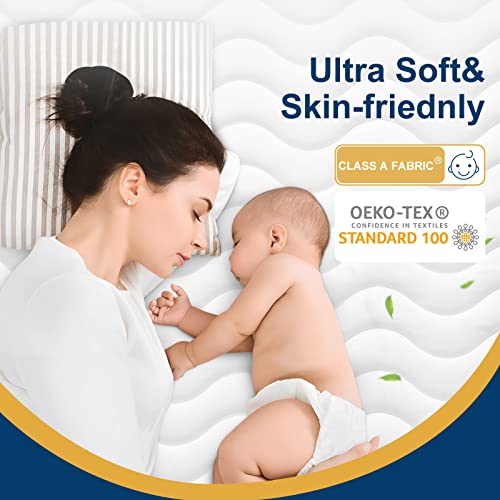  Queen Mattress Pad, Waterproof Mattress Protector, Breathable Quilted Mattress Cover, Cooling Noiseless Fluffy Soft Fitted With 8-21 Inches Deep Pocket
