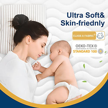 Queen Mattress Pad, Waterproof Mattress Protector, Breathable Quilted Mattress Cover, Cooling Noiseless Fluffy Soft Fitted With 8-21 Inches Deep Pocket