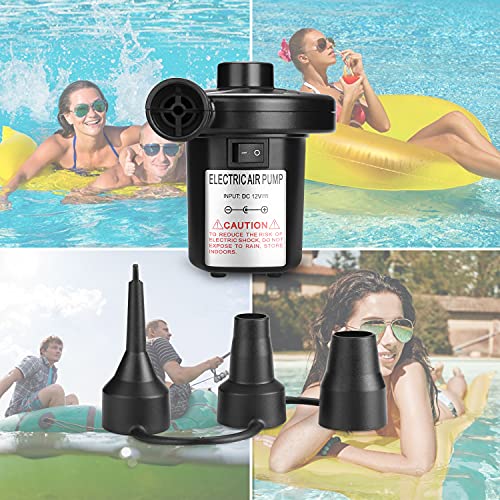  Lectric Air Pump, AGPTEK Portable Quick-Fill Air Pump With 3 Nozzles, 110V AC/12V DC, Perfect Inflator/Deflator Pumps For Outdoor Camping, Inflatable Cushions, Air Mattress Beds, Boats, Swimming Ring
