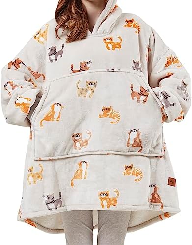  Degrees Of Comfort Wearable Blanket Hoodie For Kids Girls, Sherpa Hooded Blankets Sweatshirt With Pockets, One Size Fits All, Pink, 30x28 Inch