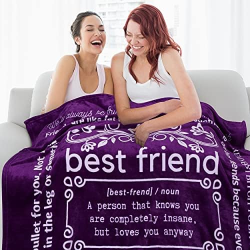  Unny Best Friend Birthday Gifts For Women, Best Friend Blanket, Unique Friendship Fun Gag Quotes For Bestie, BFF, Long Distance 60x50 Inches (Grey, Fleece)
